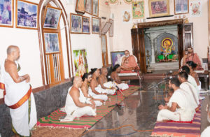 Krishna Yajur Veda Jata Parayanam taking place in Sacchidananda Vilas
